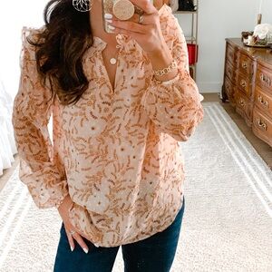 LOFT sheer sleeves blouse size XXS